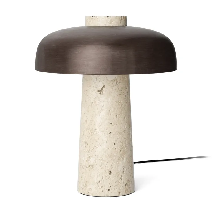 Reverse table lamp 30 cm - travertin-bronzed brass - Audo Copenhagen