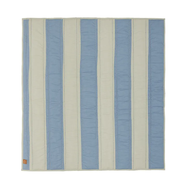 Striped quilted blanket 130x140 cm - Blue-clay - OYOY