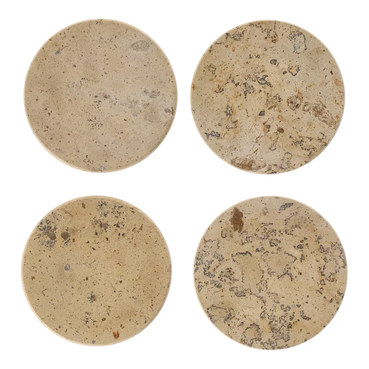 Ridge glass coasters Ø10 cm 4-pack - Marble - Scandi Living