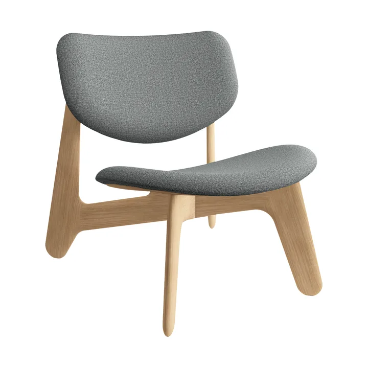 Slab lounge chair upholstered seat - Natural brushed oak-Hallingdal 0130 mid grey - Tom Dixon